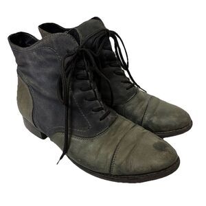 Remonte Boots Womens 40/9 Casual Lace Up Side Zip Cap Toe Bootie Gray Leather